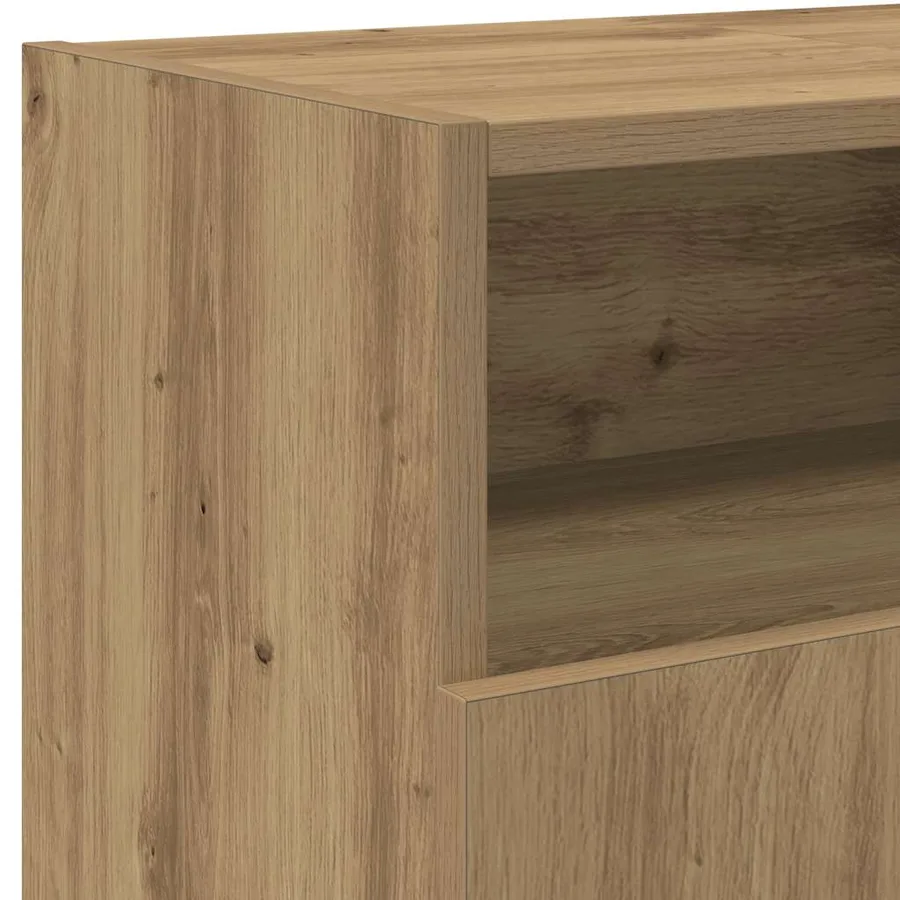 Meuble TV avec lumières LED chêne artisanal bois d'ingénierie - 11