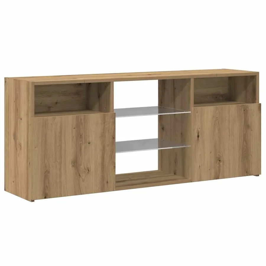 Meuble TV avec lumières LED chêne artisanal bois d'ingénierie - 6