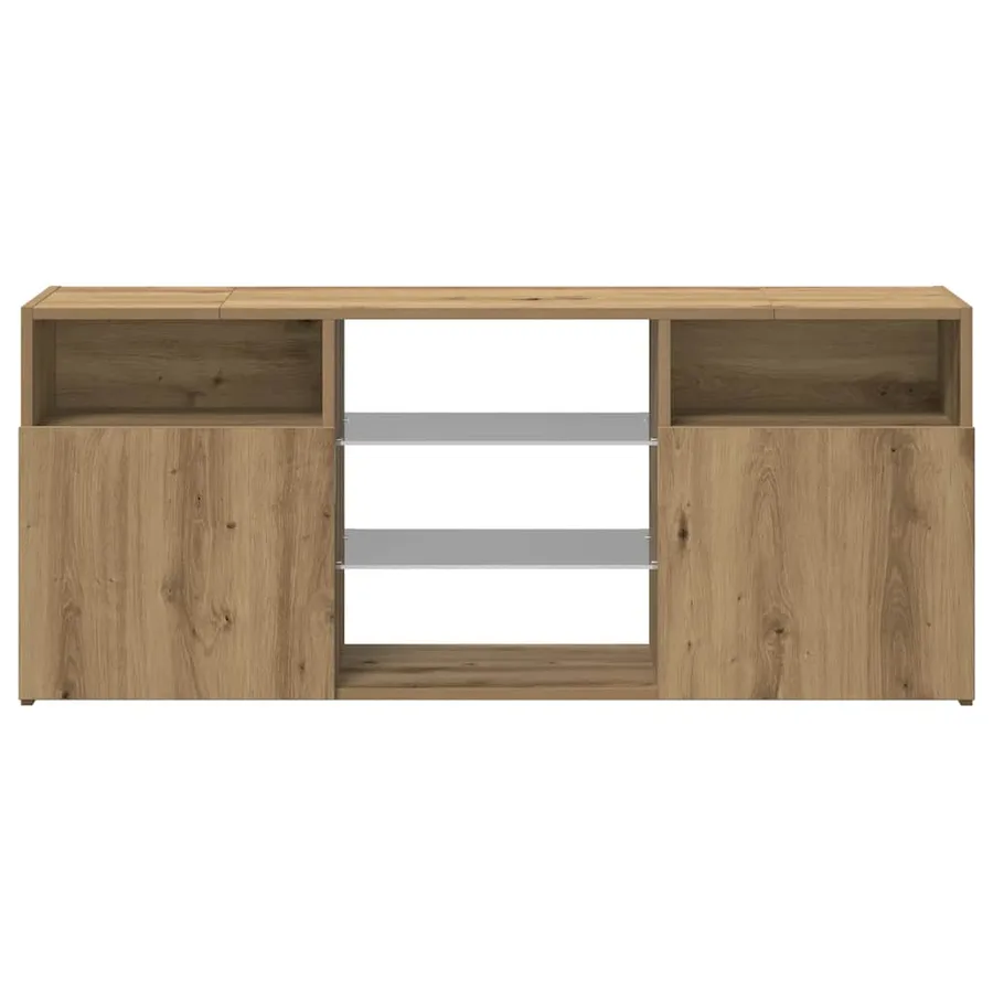 Meuble TV avec lumières LED chêne artisanal bois d'ingénierie - 7