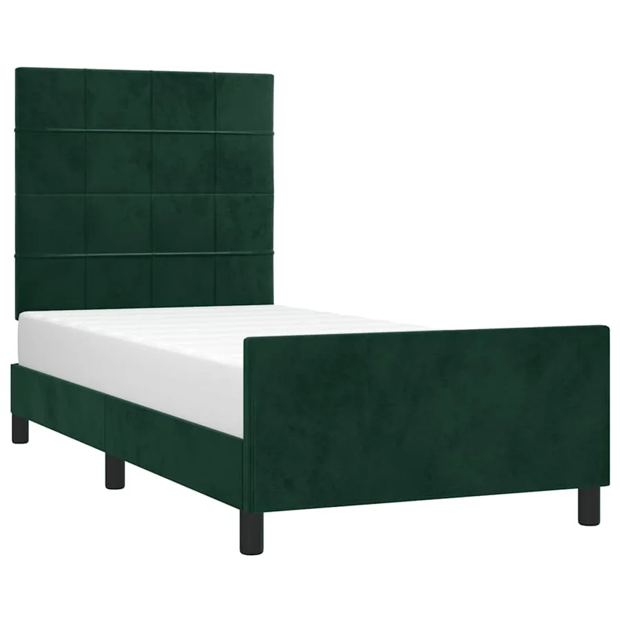 Cadre de lit sans matelas vert foncé 80x200 cm velours - 3