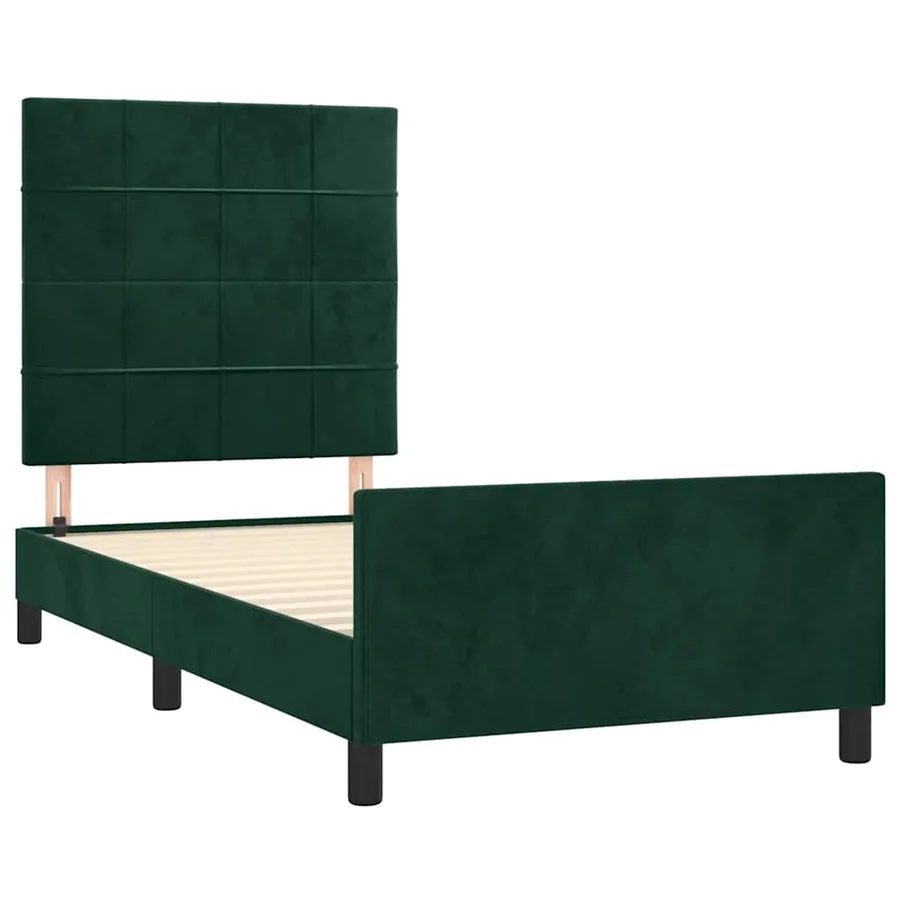 Cadre de lit sans matelas vert foncé 80x200 cm velours - 4