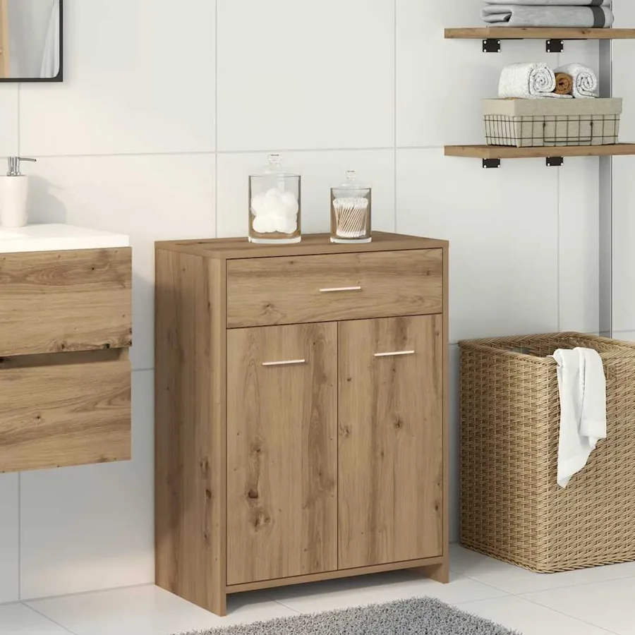 Armoire de salle de bain chêne artisanal 60x33x80 cm