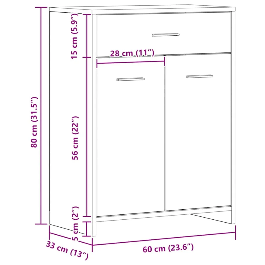 Armoire de salle de bain chêne artisanal 60x33x80 cm - 11