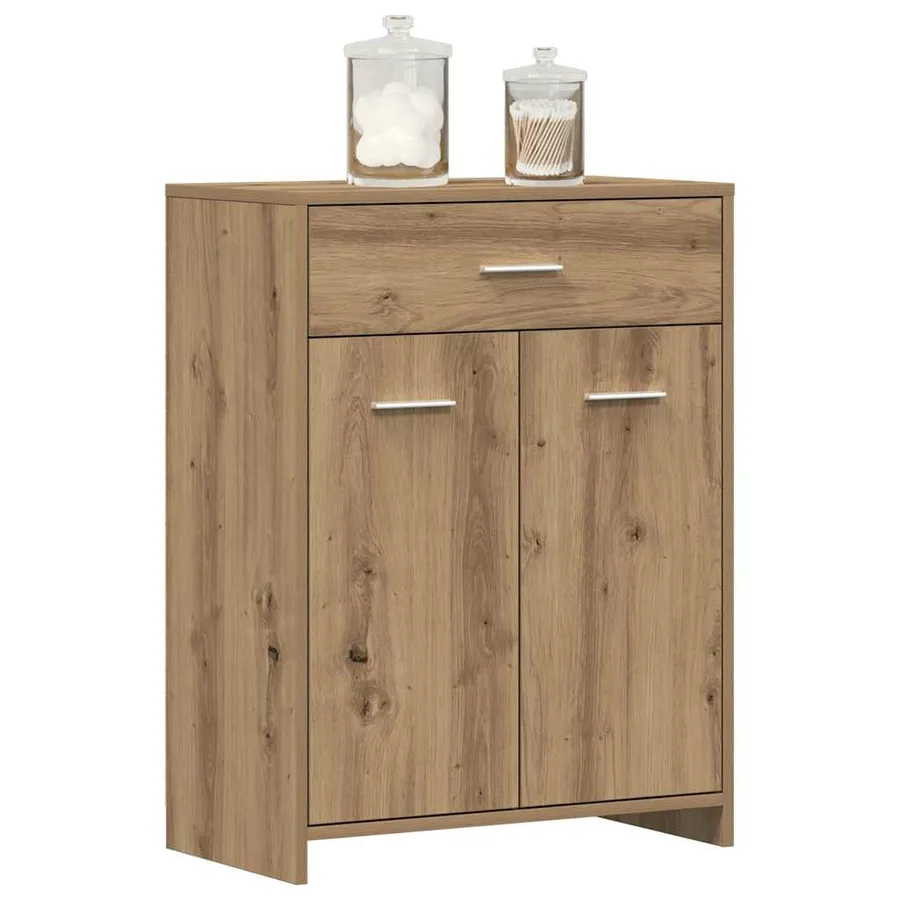 Armoire de salle de bain chêne artisanal 60x33x80 cm - 3