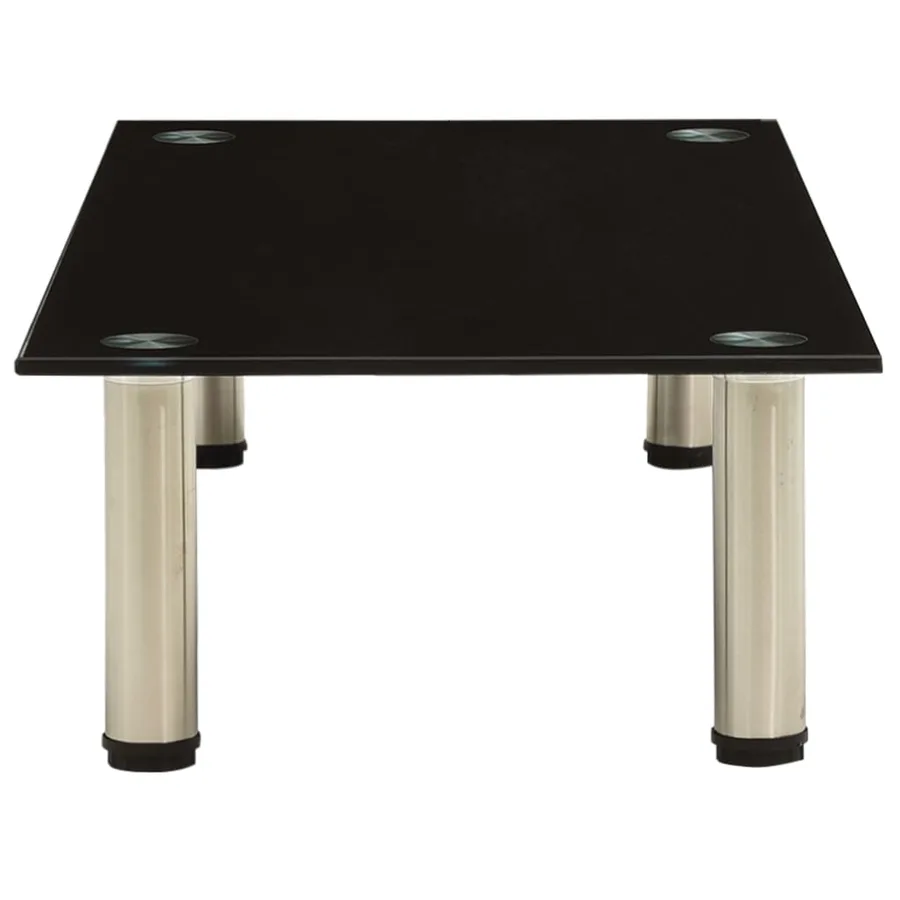 Meuble TV Noir 80x35x17 cm Verre trempé - 3