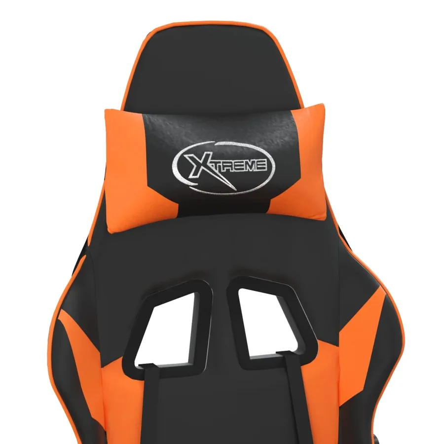 Chaise de jeu avec repose-pied Noir et orange Similicuir - 10
