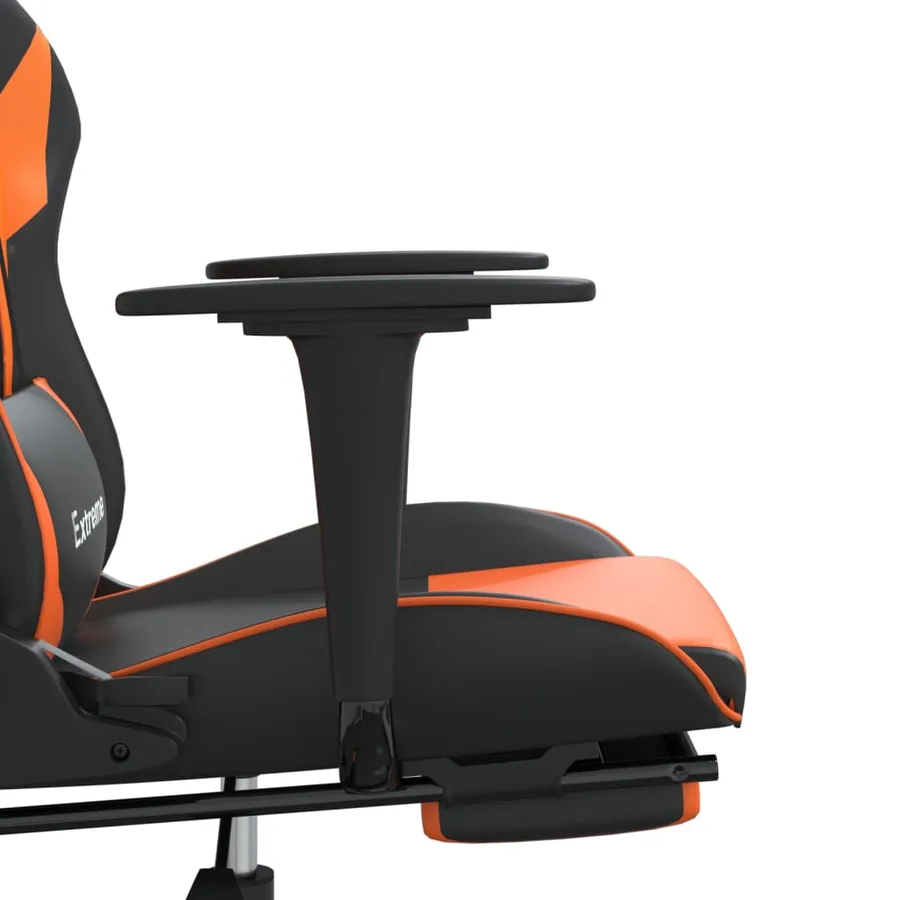 Chaise de jeu avec repose-pied Noir et orange Similicuir - 11