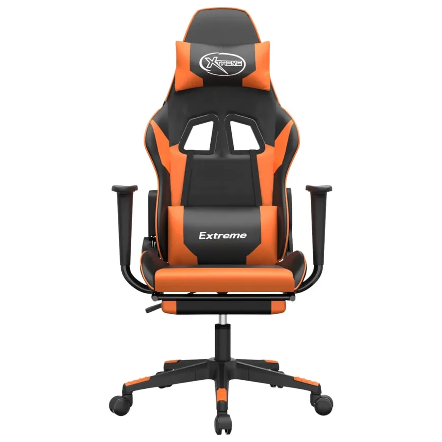 Chaise de jeu avec repose-pied Noir et orange Similicuir - 3
