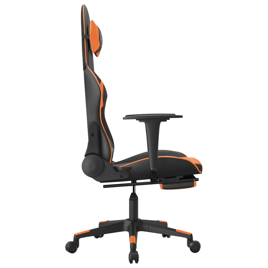 Chaise de jeu avec repose-pied Noir et orange Similicuir - 4