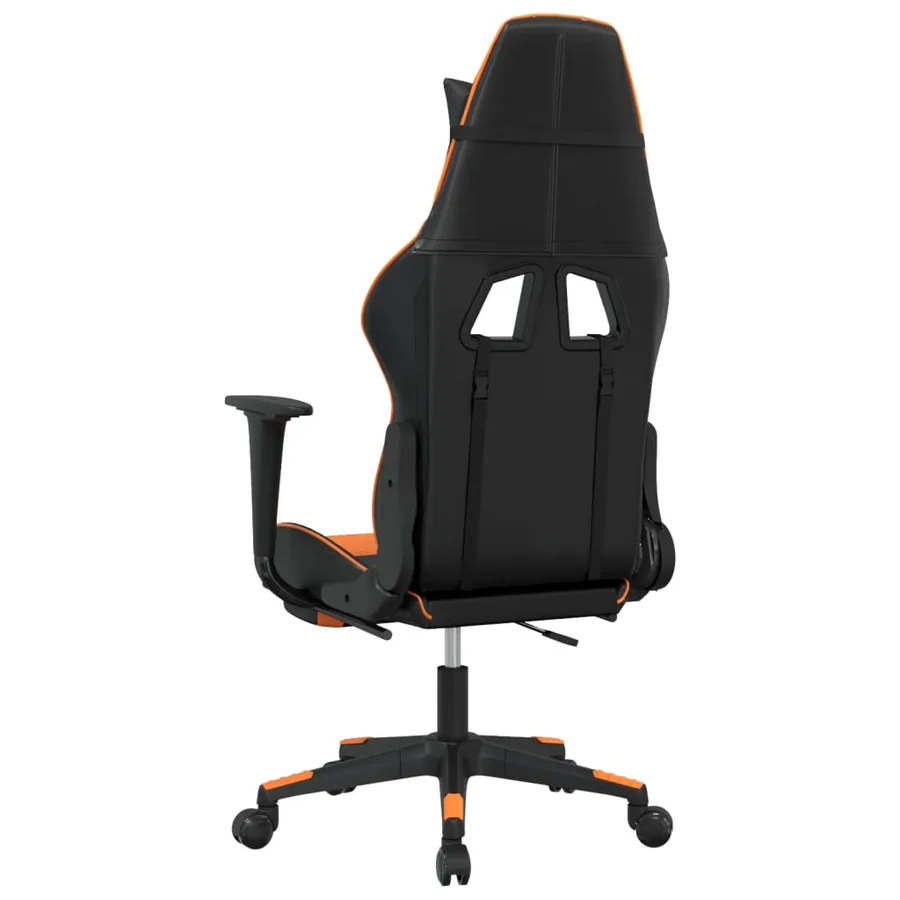 Chaise de jeu avec repose-pied Noir et orange Similicuir - 5