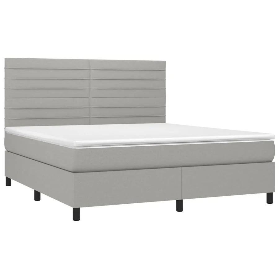 Sommier à lattes de lit avec matelas Gris clair 180x200cm Tissu - 3