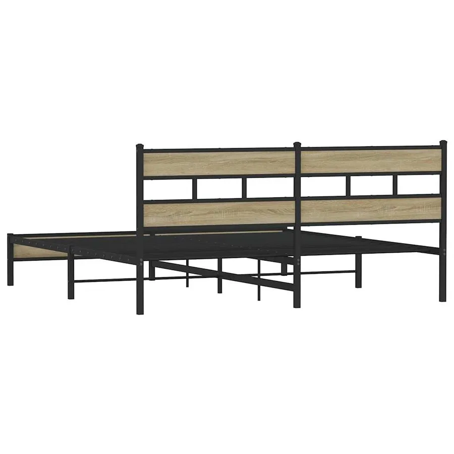 Cadre de lit en métal sans matelas chêne sonoma 193x203 cm - 6