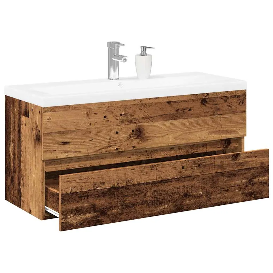 Armoire lavabo avec bassin intégré vieux bois