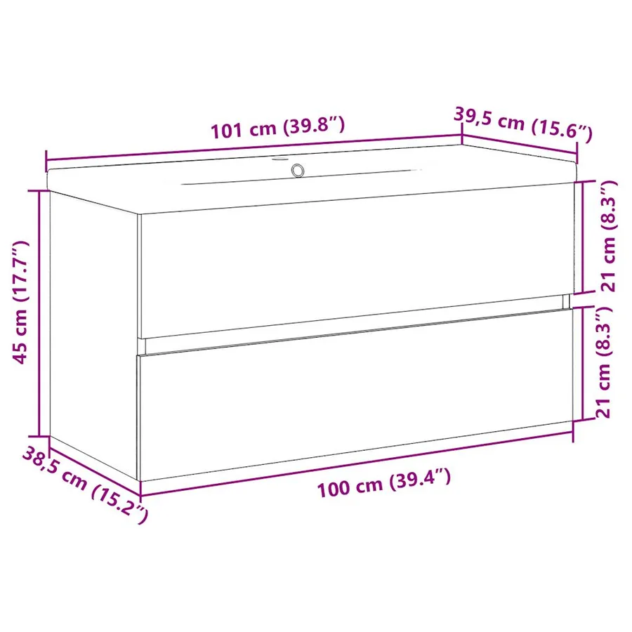 Armoire lavabo avec bassin intégré vieux bois - 11