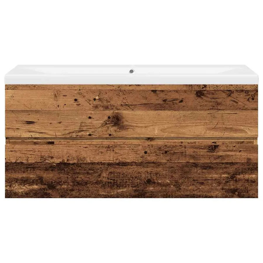 Armoire lavabo avec bassin intégré vieux bois - 5