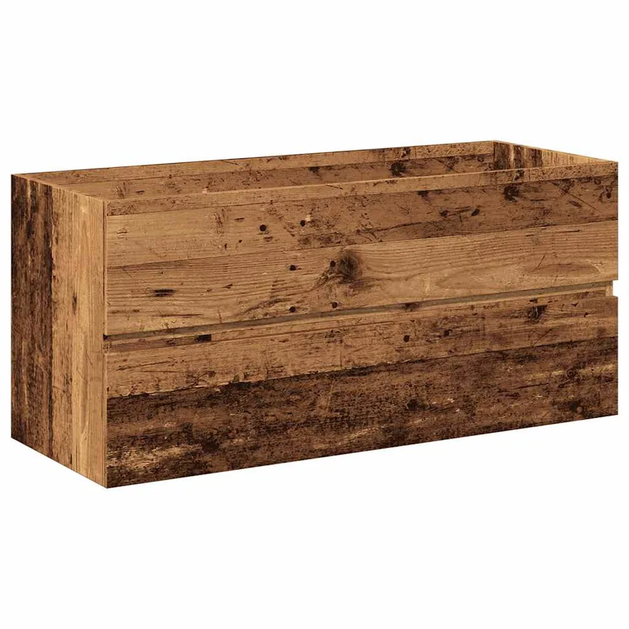 Armoire lavabo avec bassin intégré vieux bois - 6