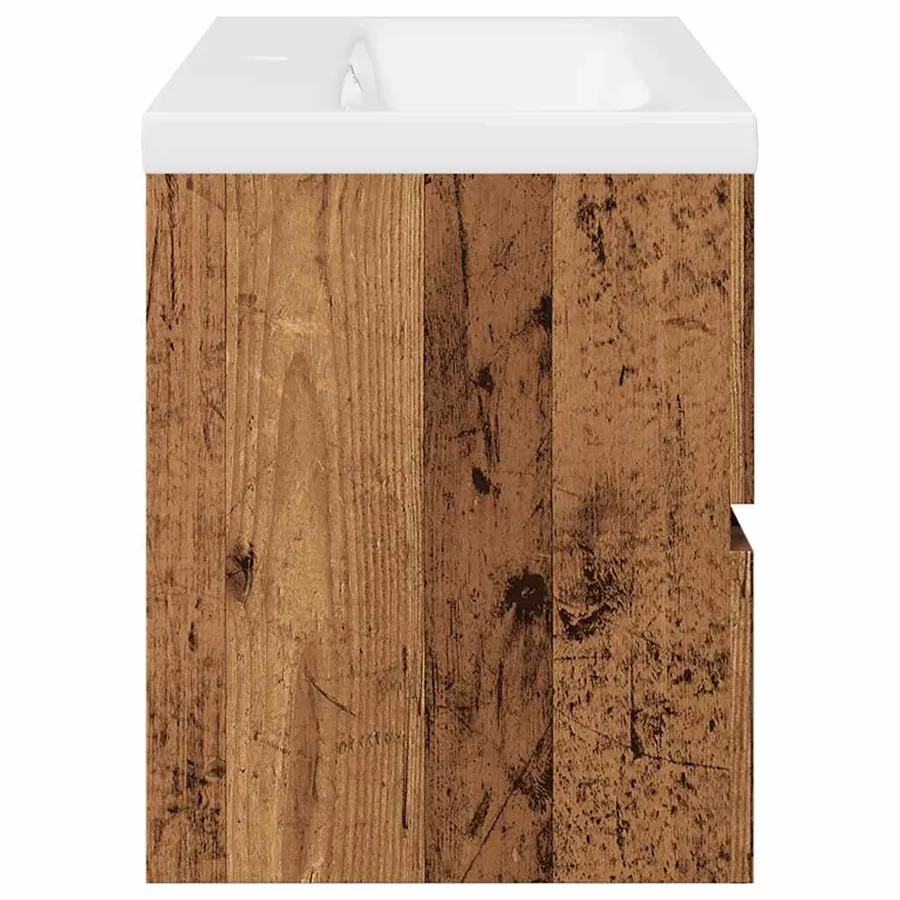Armoire lavabo avec bassin intégré vieux bois - 7