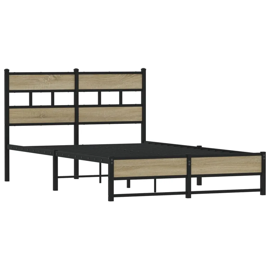 Cadre de lit en métal sans matelas chêne sonoma 120x190 cm - 3