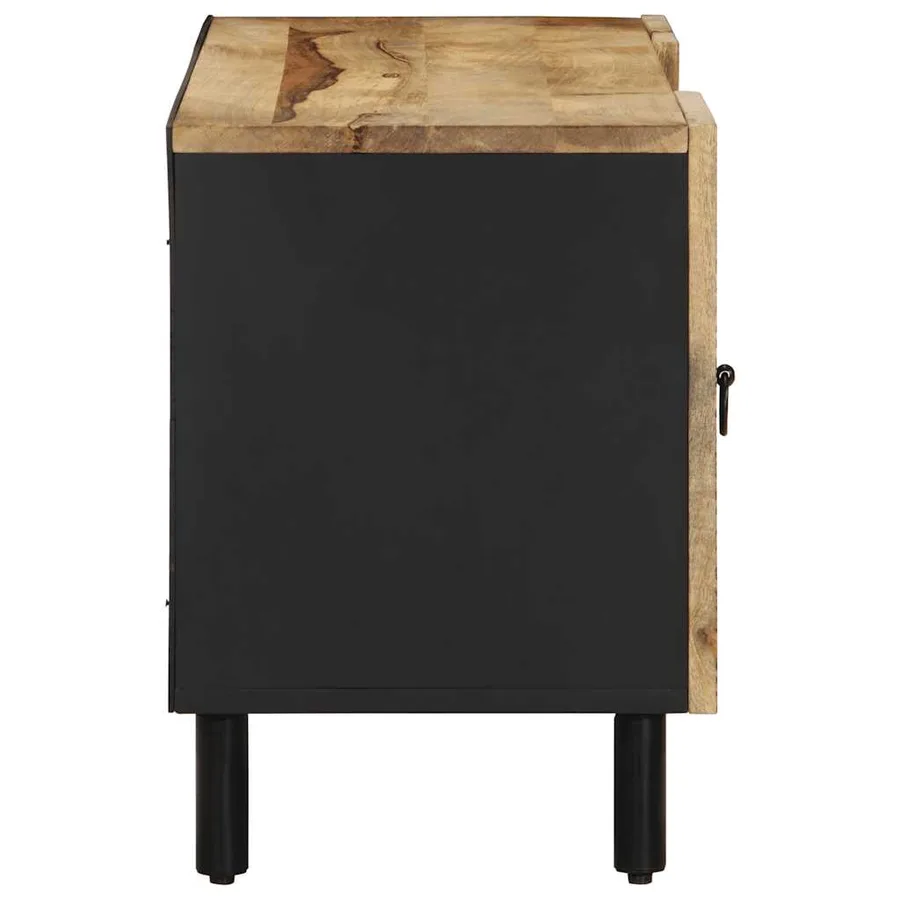 Meuble TV noir 105x33,5x46 cm bois massif manguier brut - 4
