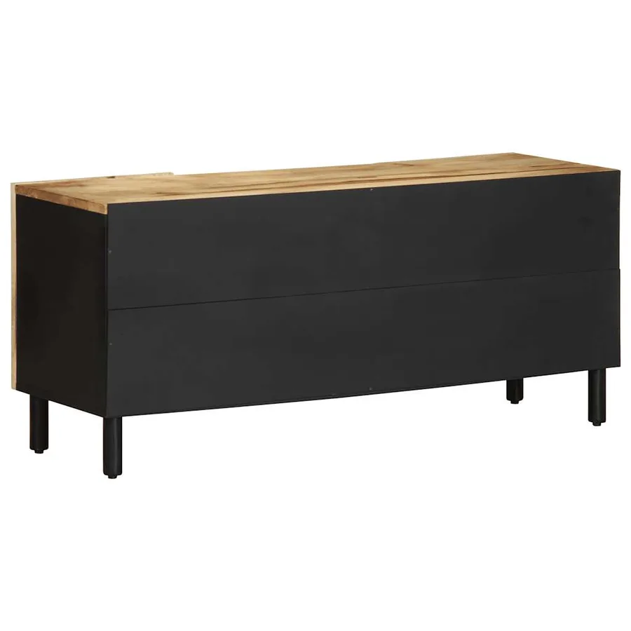 Meuble TV noir 105x33,5x46 cm bois massif manguier brut - 5