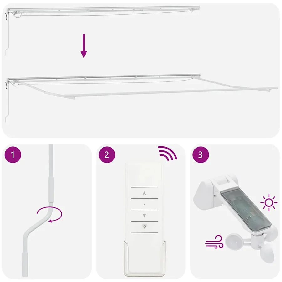 Auvent rétractable automatique avec LED anthracite et blanc - 14