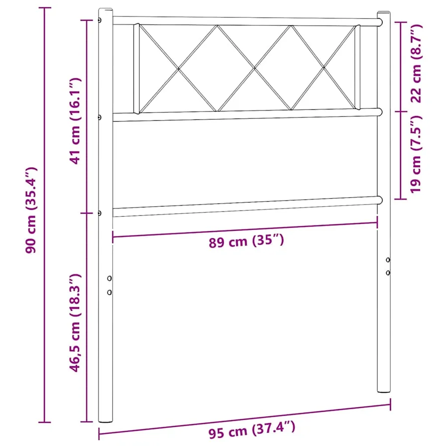 Tête de lit de remplacement métal noir 90 cm - 6