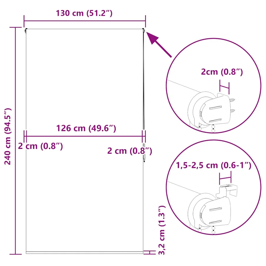 Store enrouleur de douche 130x240 cm largeur du tissu 126 cm - 15