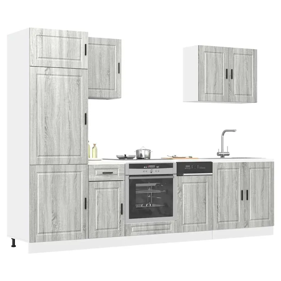 Ensemble de 7 meubles de cuisine "Porto" en bois d'ingénierie Sonoma gris