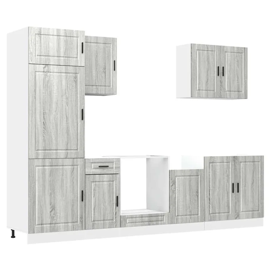 Ensemble de 7 meubles de cuisine "Porto" en bois d'ingénierie Sonoma gris - 2
