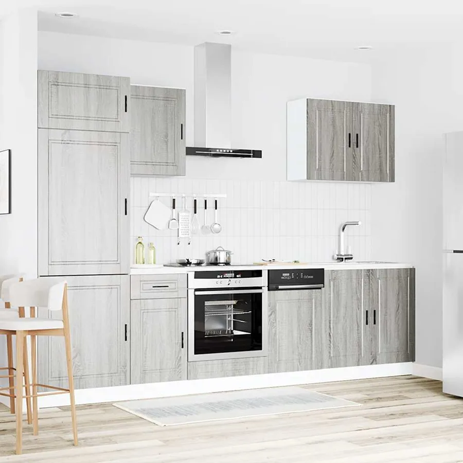 Ensemble de 7 meubles de cuisine "Porto" en bois d'ingénierie Sonoma gris - 3