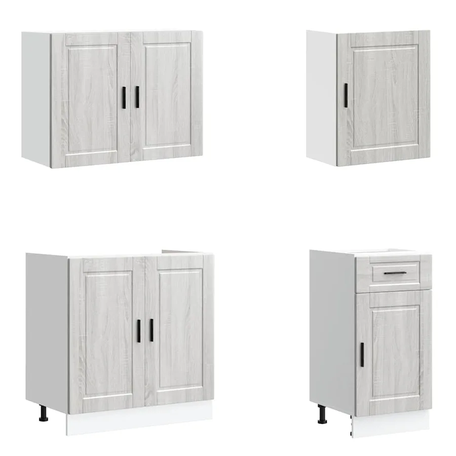 Ensemble de 7 meubles de cuisine "Porto" en bois d'ingénierie Sonoma gris - 4