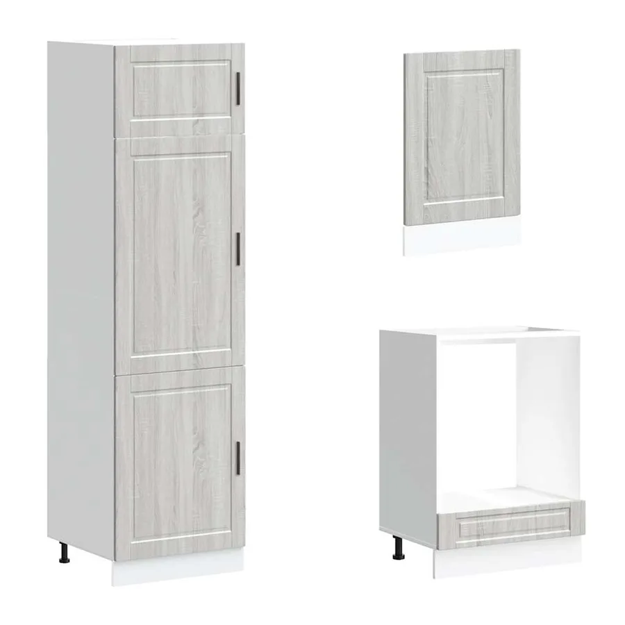 Ensemble de 7 meubles de cuisine "Porto" en bois d'ingénierie Sonoma gris - 5