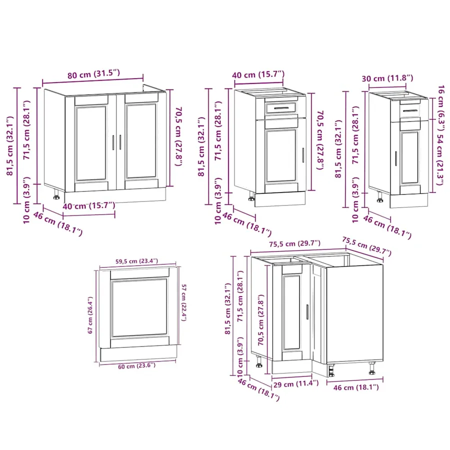 Ensemble d'armoires de cuisine 11 pcs Porto bois d'ingénierie - 10