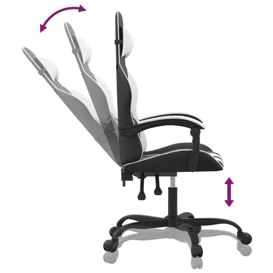 Chaise de jeu pivotante Noir et blanc Similicuir - 10