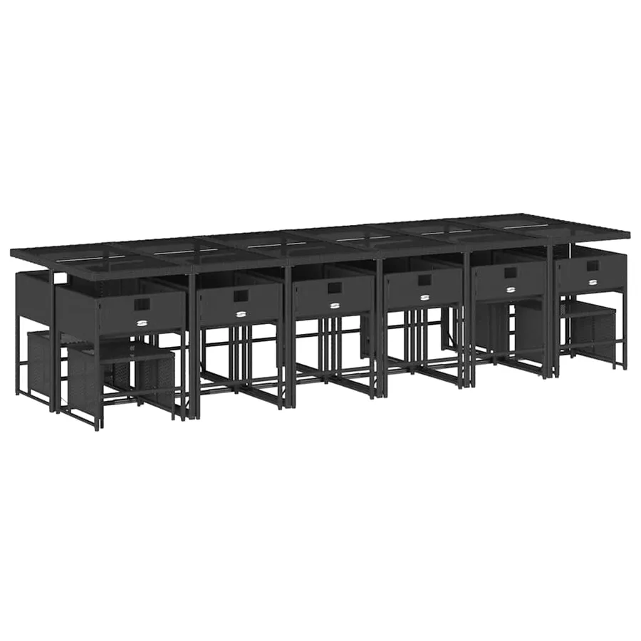 Ensemble à manger de jardin 17 pcs coussins noir résine tressée - 3
