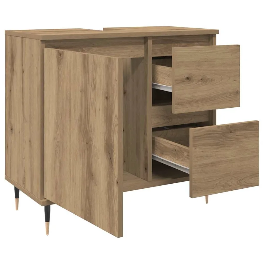 Armoire de salle de bain chêne artisanal bois d'ingénierie - 8