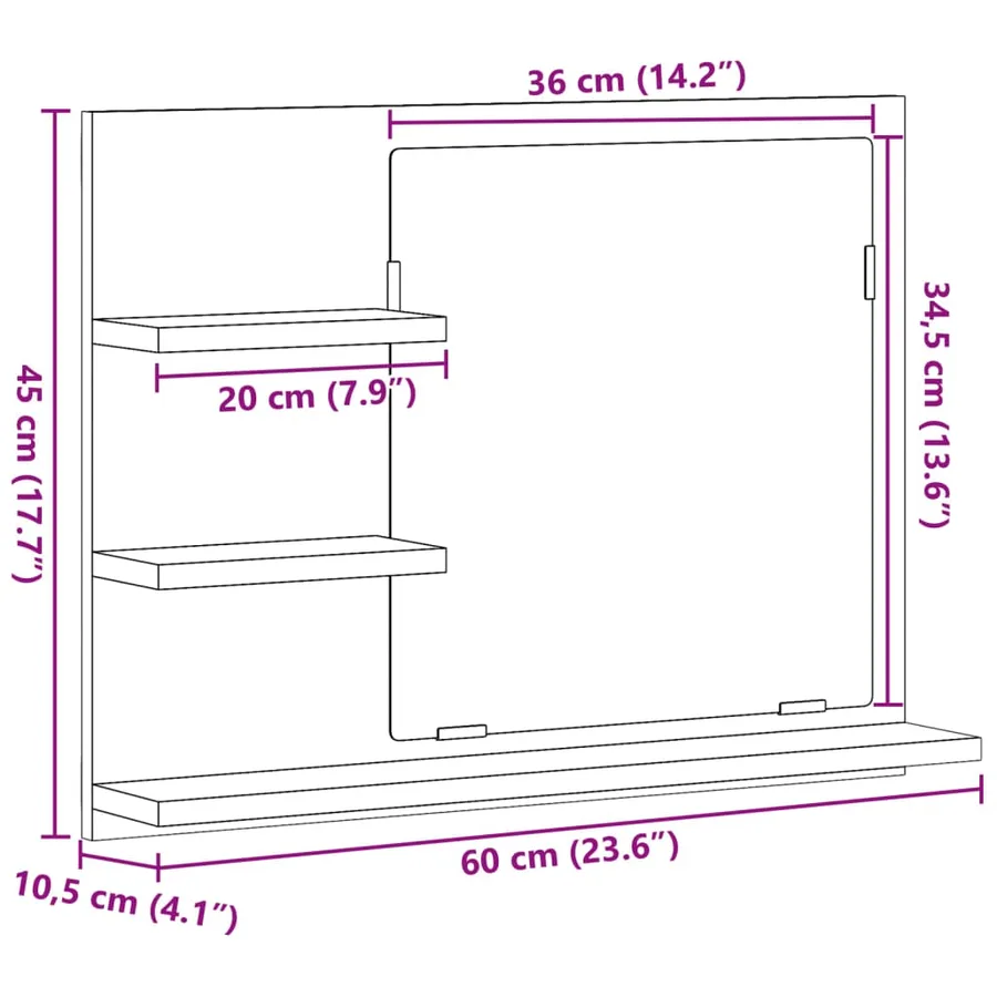 Armoire à miroir de salle de bain vieux bois bois d'ingénierie - 10