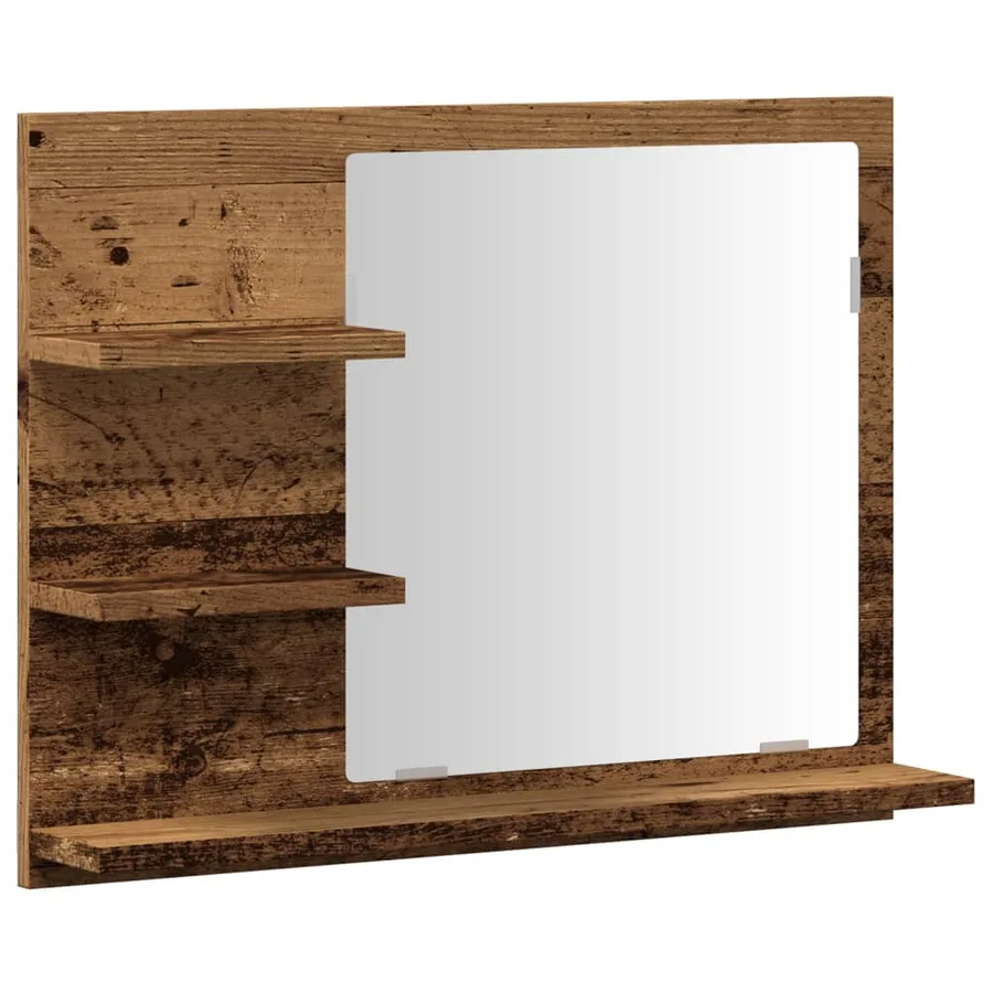 Armoire à miroir de salle de bain vieux bois bois d'ingénierie - 2