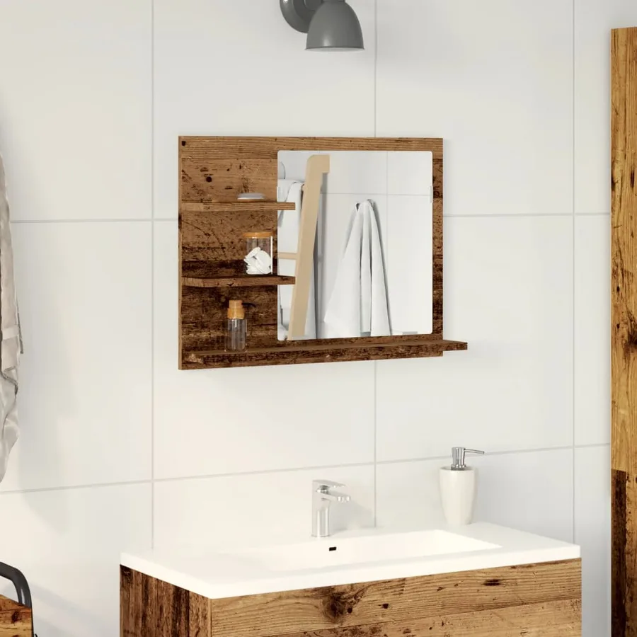 Armoire à miroir de salle de bain vieux bois bois d'ingénierie - 3