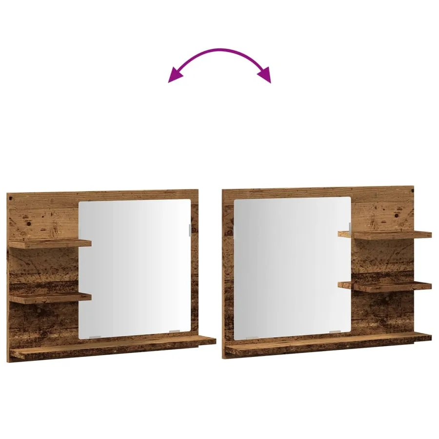 Armoire à miroir de salle de bain vieux bois bois d'ingénierie - 7