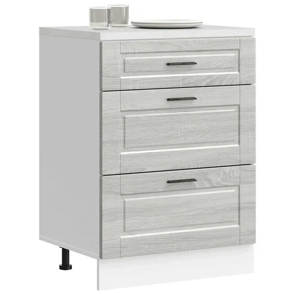 Armoire de cuisine Porto sonoma gris bois d'ingénierie