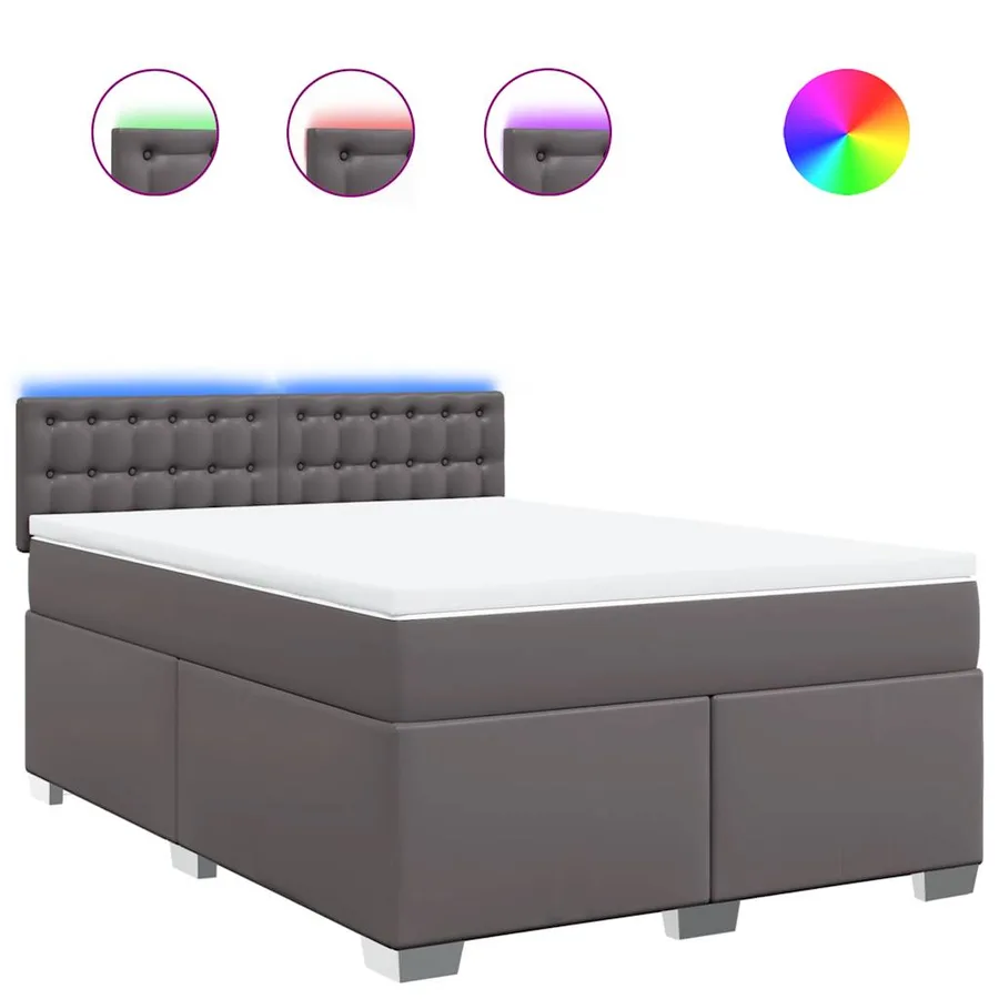 Sommier à lattes de lit avec matelas Gris 140x190 cm Similicuir - 2