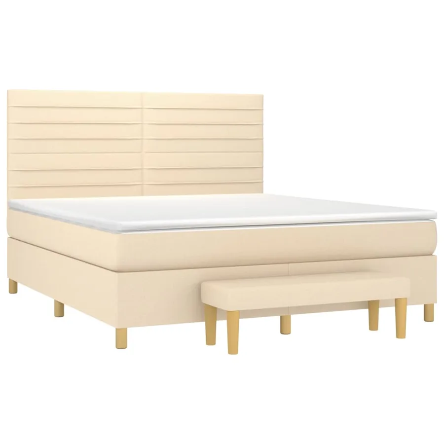 Sommier à lattes de lit avec matelas Crème 180x200 cm Tissu - 3