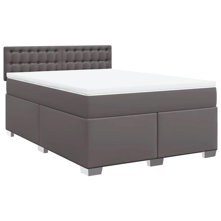 Sommier à lattes de lit avec matelas Gris 140x190 cm Similicuir - 2