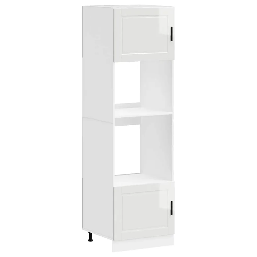 Armoires de four 2 pcs Porto blanc brillant bois d'ingénierie - 2