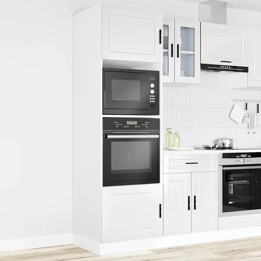 Armoires de four 2 pcs Porto blanc brillant bois d'ingénierie - 3