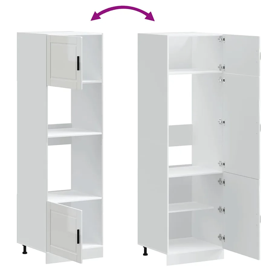 Armoires de four 2 pcs Porto blanc brillant bois d'ingénierie - 8