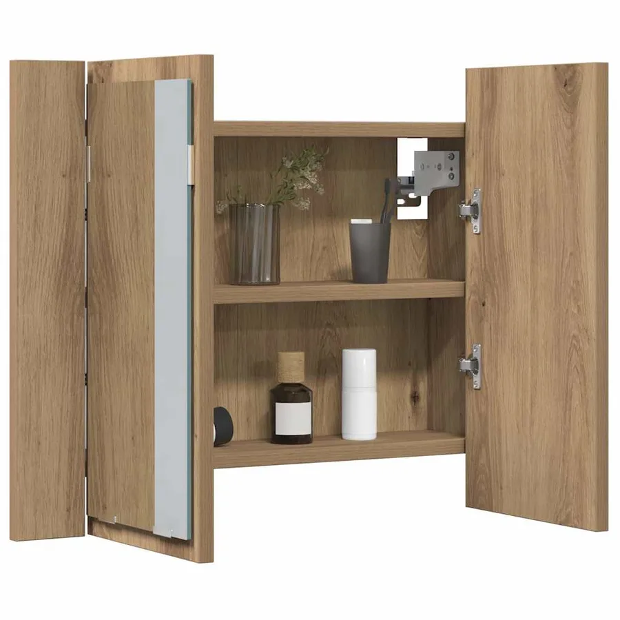 Armoire à miroir LED chêne artisanal 60x12x45cm bois ingénierie - 5