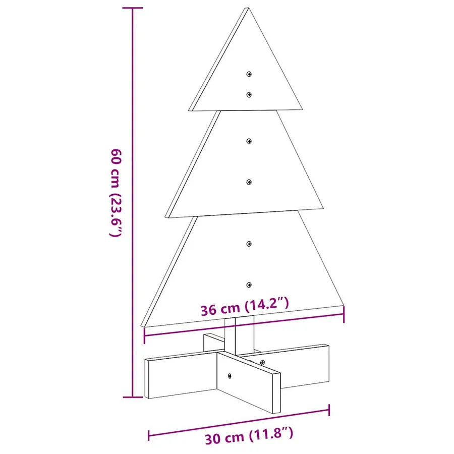 Arbre de Noël en bois pour décoration 60 cm bois de pin massif - 8