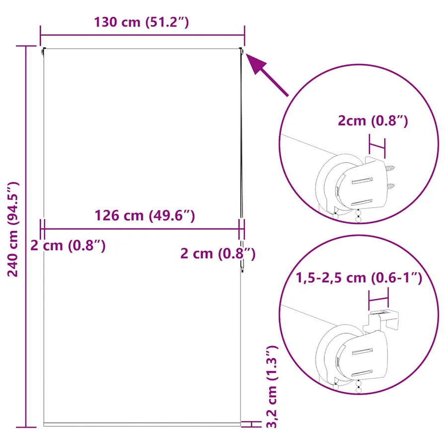 Store enrouleur de douche 130x240 cm largeur du tissu 126 cm - 15